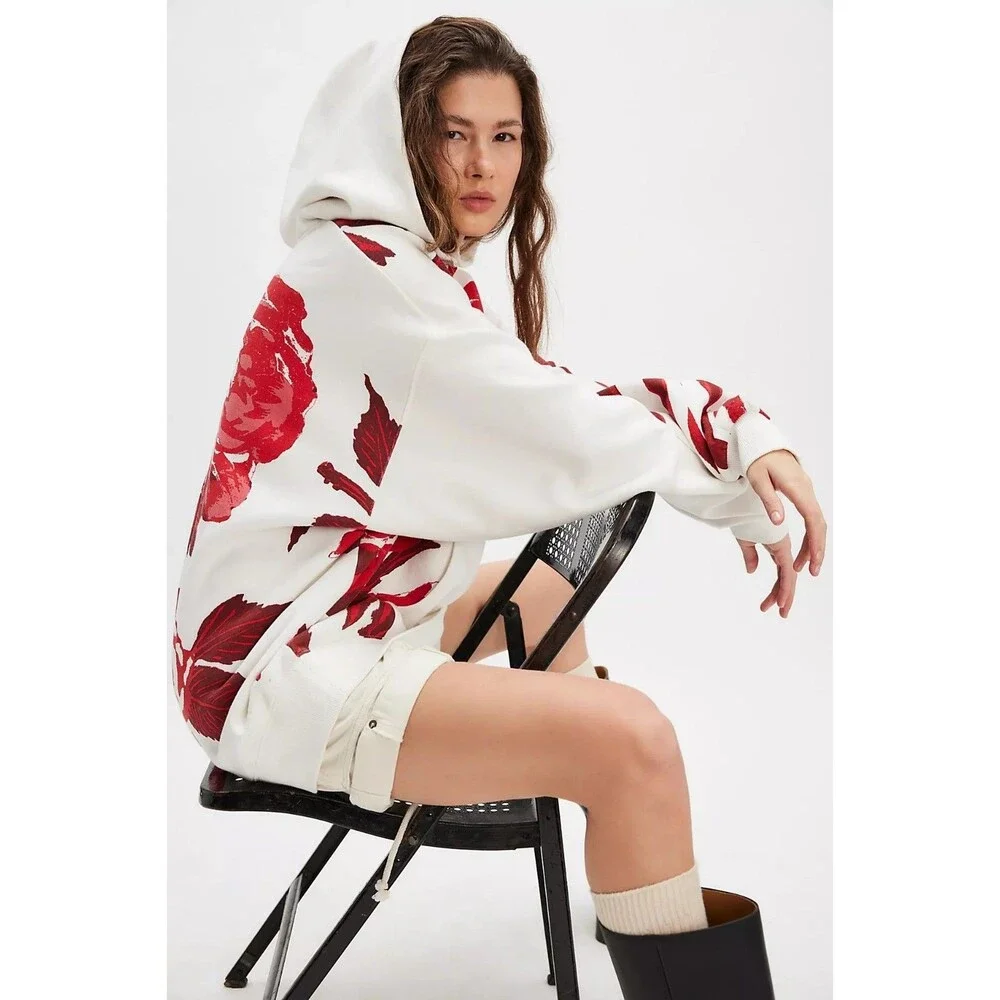 Free People We The Free It's A Vibe Placed Print Hoodie Top Oversized S 288598